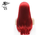 Straight Synthetic Bright Red Lace Front Wig , Colored Long Lace Front Wigs