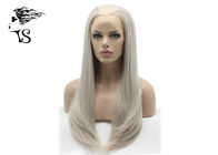 Synthetic Fiber Women's Lace Front Wigs Straight Hair Gray Color Real Looking
