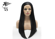Silky Straight Black Synthetic Lace Front Wigs with Large Density for Celebritys