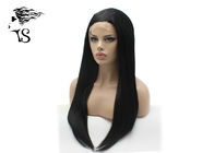 Silky Straight Black Synthetic Lace Front Wigs with Large Density for Celebritys