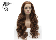 Dark Brown Synthetic Long Curly Lace Front Wigs , Colored Synthetic Wigs No Shedding
