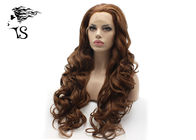 Dark Brown Synthetic Long Curly Lace Front Wigs , Colored Synthetic Wigs No Shedding