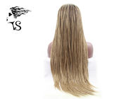 Blonde Silky Synthetic Braided Wigs , Fully Braided Lace Wig For African Women
