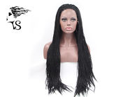 Extra Long Black Synthetic Braided Wigs , Box Fully Braided Lace Front Wigs