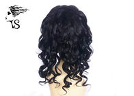 Natural Full Lace Loose Wave Human Hair Wig , Black Curly Lace Wig Human Hair