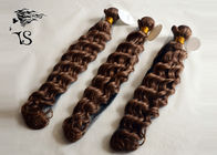 Brown Weft Curly Hair Extensions , Colored Virgin Hair Extensions Natural Wave