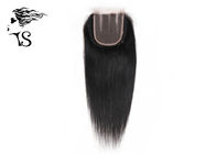 4x4 Swiss Lace Frontal Closure Three Part Silky Straight Natural Black Hair Women's Topper Pieces