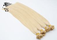 Pre Bonded U Tip Colored Human Hair Extensions , Blonde Russian Weft Hair Extensions